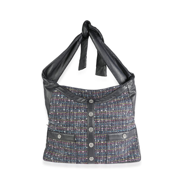 Chanel Navy Lambskin & Multicolor Tweed Girl Bag - Picture 2 of 7